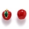 Brass Enamel Charms, with Jump Ring, Long-Lasting Plated, Real 18K Gold Plated, Apple, Red, 12x11x9.6mm, Hole: 2.8mm