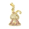 Rack Plating Brass Micro Pave Cubic Zirconia Pendants, Cadmium Free & Lead Free, Long-Lasting Plated, Rabbit, Real 18K Gold Plated, 32.5x17x5mm, Hole: 3.5x3mm