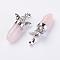Natural Rose Quartz Pendants, with Brass Finding, Cupid/Cherub, Platinum, 38x22x12mm, Hole: 5x7mm