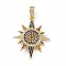 Brass Micro Pave Cubic Zirconia Pendants, Cadmium Free & Nickel Free & Lead Free, Real 18K Gold Plated, Sun Charms, Colorful, 32.5x25x3mm, Hole: 5.5x3mm