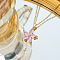 Plum Blossom Flower Brass Cubic Zirconia Pendant Necklaces for Women, Golden, Pearl Pink, 15.75 inch(40cm)