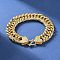 Brass Cuban Chain Bracelets for Women Men, Rack Plating, Long-Lasting Plated, Heart, Golden, 8-1/4x5/8 inch(20.8x1.6cm)