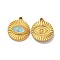 Ion Plating(IP) 304 Stainless Steel Enamel Pendants, Flat Round with Evil Eye Charm, Golden, 21x18.5x2.5mm, Hole: 2mm