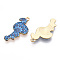 Printed Light Gold Tone Alloy Pendants, Flamingo Charms, Cornflower Blue, 28.5x14x2mm, Hole: 1.5mm