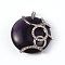 Resin Pendants, with 316 Stainless Steel Rhinestone Findings, Flat Round, Indigo, 44.5x40x14mm, Hole: 8x7mm