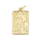 Brass Micro Pave Cubic Zirconia Pendants, Rectangle Charms, Long-Lasting Plated, Rack Plating, Lead Free & Cadmium Free, with Jump Ring, Real 18K Gold Plated, 17x10x1.5mm, Hole: 3.5mm