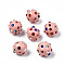 Polymer Clay Rhinestone Beads, Pave Disco Ball Beads, Round, Pink, PP15(2.1~2.2mm), 9~10.5x9mm, Hole: 1.2mm