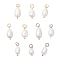 2Pcs 2 Colors Natural Cultured Freshwater Pearl Rice Pendants, with 304 Stainless Steel Jump Rings, Seashell Color, Golden & Stainless Steel Color, 16~20x8~10mm, Hole: 4mm, 1pc/color