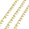 Handmade Brass Cube Link Chains, with Natural Moonstone Beads & Spool, Long-Lasting Plated, Rack Plating, Soldered, Lead Free & Cadmium Free, Real 18K Gold Plated, Charm: 6x2.5x2.5mm and 6x2.5mm