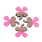 Resin & Walnut Wood Pendants, Clover, Hot Pink, 37x28.5x3.5~4mm, Hole: 2mm
