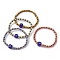 Evil Eye Lampwork & Glass Seed Beaded Stretch Bracelet, Mixed Color, Inner Diameter: 2-1/8~2-1/4 inch(5.5~5.7cm)