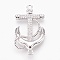 Brass Micro Pave Cubic Zirconia Links, Lead Free & Cadmium Free & Nickel Free, Long-Lasting Plated, Anchor, Clear, Platinum, 31x18x4mm, Hole: 1.5mm