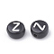 Opaque Acrylic Beads, Horizontal Hole, Alphabet Style, Flat Round, Letter.Z, 7x4mm, Hole: 1.5mm, about 3700pcs/500g