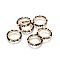 MIYUKI & TOHO Handmade Japanese Seed Beads, with Brass Link Rings, Loom Pattern, Ring, Golden, Colorful, 15~16x1.8mm