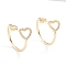 Adjustable Brass Micro Pave Clear Cubic Zirconia Cuff Rings, Open Rings, Heart, Long-Lasting Plated, Real 18K Gold Plated, Size 6, Inner Diameter: 16mm