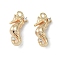 Ocean Collection Theme Jewelry, Brass with Cubic Zirconia Charms, Cadmium Free & Nickel Free & Lead Free, Real 18K Gold Plated, Sea Horse, 15x7x4.5mm, Hole: 1.2mm