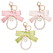 3Pcs Polyester with Zinc Alloy with Resin Keychain, Bowknot, Mixed Color, 16.5cm, 1pc/color