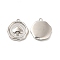 Non-Tarnish 304 Stainless Steel Pendants, Flower with Heart Charm, Stainless Steel Color, 15x14x2.5mm, Hole: 1.2mm
