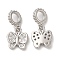 Brass Micro Pave Clear Cubic Zirconia Pendants, Lead Free & Cadmium Free, Butterfly, Platinum, 18.5mm, Pendent: 10.5x9x2.5mm, Hole: 4mm