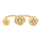 Brass Double Finger Rings, Open Cuff Rings, Cubic Zirconia Peony Flower Ring for Women, Cadmium Free & Lead Free, Real 18K Gold Plated, 3mm, Inner Diameter: 16mm & 18mm