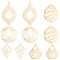 10Pcs 5 Style 201 Stainless Steel Filigree Pendants, Flat Round & Leaf & Polygon & Teardrop, Golden, 2pcs/style