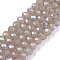 Electroplate Glass Beads Strands, Imitation Jade Beads, Half Plated, Rainbow Plated, Faceted, Rondelle, Gray, 4x3mm, Hole: 0.4mm, about 110~115pcs/strand, 39~40cm