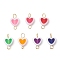Transparent Acrylic Heart Connector Charms, with 304 Stainless Steel Loops, Golden, Mixed Color, 13.5x8.5x4mm, Hole: 1.8~2.7mm