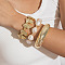 Bowknot Alloy & Iron & CCB Plastic & Plastic Pearl Bangles Set, Golden, 2-3/8 inch(5.9cm) & 2-3/8 inch(6cm) & 165+55mm, 3pcs/set