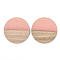 Resin & Walnut Wood Pendants, Flat Round, Light Salmon, 38~39x4mm, Hole: 1.8mm