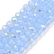 Electroplate Glass Beads Strands, Imitation Jade Beads, Half Plated, Rainbow Plated, Faceted, Rondelle, Light Blue, 4x3mm, Hole: 0.4mm, about 110~115pcs/strand, 39~40cm