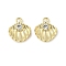 Alloy Rhinestone Pendants, Rack Plating, Lead Free & Cadmium Free, Golden, Shell Shape, 16x14x4mm, Hole: 1.8mm