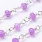 Handmade Faceted Jade Rondelle Beads Decorative Chains for Necklaces Bracelets Making, with Spool, Unwelded, with Silver Color Plated Brass Finding, Mixed Color, 12x4mm, about 4meter/roll, about 13.12 Feet(4m)/roll