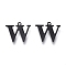 304 Stainless Steel Charms, Laser Cut, Alphabet, Electrophoresis Black, Letter.W, 12x14x0.8mm, Hole: 1mm