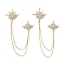 Star with Tassel Chain Brooch Pin, Brass Cubic Zirconia Brooch for Clothing Accessories, Golden, 170mm