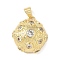 Brass Micro Pave Cubic Zirconia Pendants, Half Round, Lead Free & Cadmium Free, Long-Lasting Plated, Real 18K Gold Plated, Rack Plating, Clear, 19.5x18x10.5mm, Hole: 3.5x3.5mm