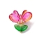 Glass Pendants, Flower, with Brass Findings, Fuchsia, 20.5x22x22mm, Hole: 2.5x2mm