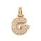 Brass Micro Pave Clear Cubic Zirconia Pendants, Cadmium Free & Nickel Free & Lead Free, Real 18K Gold Plated, Letter G, 31x19x5mm, Hole: 3x6mm