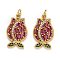Brass Micro Pave Cubic Zirconia Pendants, Long-Lasting Plated, with Jump Ring, Flower, Real 18K Gold Plated, 23x13x3mm, Jump Ring: 5x1mm, Hole: 3mm