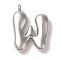 Non-Tarnish Ion Plating(IP) 304 Stainless Steel Pendants, Balloon Letter Charm, Stainless Steel Color, Letter W, 26x9.5x6mm, Hole: 2mm