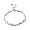 Cubic Zirconia Chain Bracelet, Word Love Rack Plating Brass Jewelry with Chain Extender & Lobster Claw Clasps for Women, Lead Free & Cadmium Free, Long-Lasting Plated, Platinum, 7-1/4 inch(18.5cm)