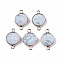 Synthetic TurquoiseConnectors, with Light Gold Plated Brass Findings, Faceted, Flat Round, 23~24x15~15x5~6mm, Hole: 2mm