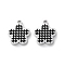 304 Stainless Steel Enamel Charms, Stainless Steel Color, Flower Charm, Black, 11x10x1.5mm, Hole: 1mm