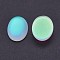 Glass Cabochons, Frosted, Oval, Pale Green, 30x22x8~8.5mm
