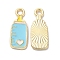 Alloy Enamel Pendants, Golden, Feeding Bottle Charm, Sky Blue, 18x7x1.5mm, Hole: 1.8mm