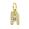 Letter Brass Micro Pave Clear Cubic Zirconia Pendants, Cadmium Free & Nickel Free & Lead Free, Jump Ring, Real 18K Gold Plated, Letter R, 9x5x1.8mm, Jump Ring: 5x0.9mm, Hole: 3.5mm