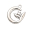 Brass Micro Pave Cubic Zirconia Pendants, Leaf Charms, Platinum, 15x12.5x2.5mm, Hole: 1.3mm