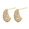 Rack Plating Teardrop Brass Stud Earrings, with Clear Cubic Zirconia, Cadmium Free & Lead Free, Long-Lasting Plated, Real 18K Gold Plated, 15x8mm