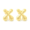 Rack Plating Brass Earrings, Cadmium Free & Lead Free, Long-Lasting Plated, Stud Earrings, Alphabet, Real 18K Gold Plated, Letter X, 14x12.5mm