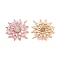 Brass Micro Pave Clear Cubic Zirconia Chandelier Component Links, with Glass, Chrysanthemum, Real 18K Gold Plated, Cadmium Free & Nickel Free & Lead Free, 29x29.5x6mm, Hole: 1.6mm