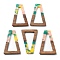 Resin and Walnut Pendants, Trapezoid, Mixed Color, 38x24.5x2.5mm, Hole: 1.8mm